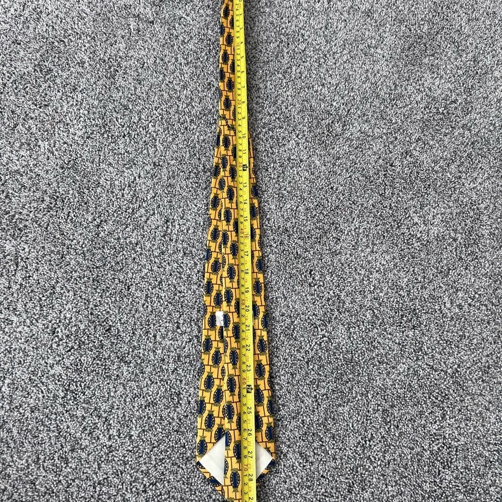 Vintage Paul Fredrick Yellow  100% Italian Silk Neck Tie Hand Tailored USA Made - Picture 4 of 7